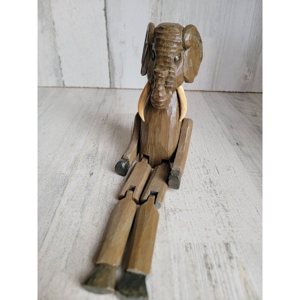 Vintage Elephant wooden feet dangling‎ jointed home decor unique